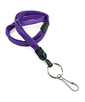  3/8 inch Purple key ring lanyard attached breakaway and split ring with j hookblankLNB32HBPRP 