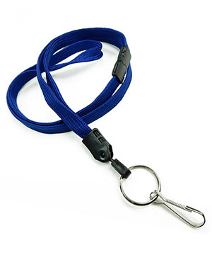  3/8 inch Royal blue key ring lanyard attached breakaway and split ring with j hookblankLNB32HBRBL 
