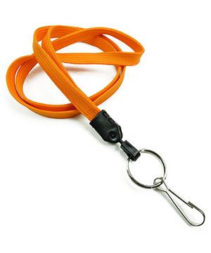  3/8 inch Carrot orange key lanyards attached metal key ring with j hook-blank-LNB32HNCOG