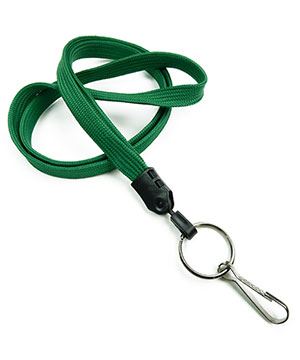  3/8 inch Green key lanyards attached metal key ring with j hook-blank-LNB32HNGRN 