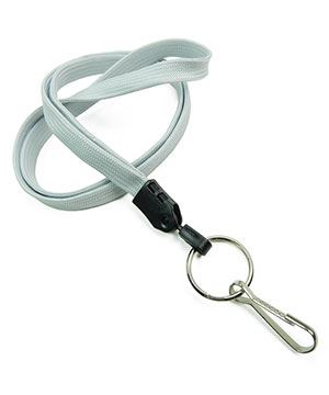  3/8 inch Gray key lanyard with split ring and j hookblankLNB32HNGRY 