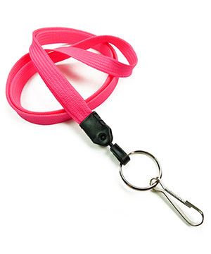  3/8 inch Hot pink key lanyard with split ring and j hookblankLNB32HNHPK 