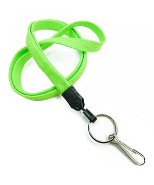  3/8 inch Lime green key lanyards attached metal key ring with j hook-blank-LNB32HNLMG 
