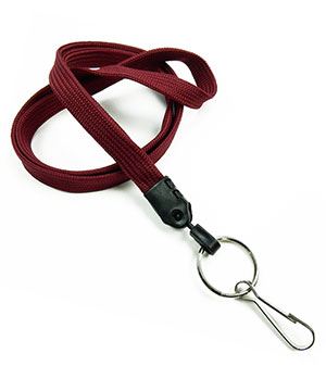  3/8 inch Maroon key lanyards attached metal key ring with j hook-blank-LNB32HNMRN 