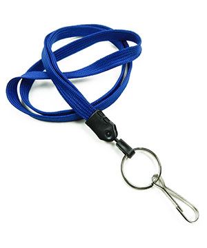  3/8 inch Royal blue key lanyard with split ring and j hookblankLNB32HNRBL 