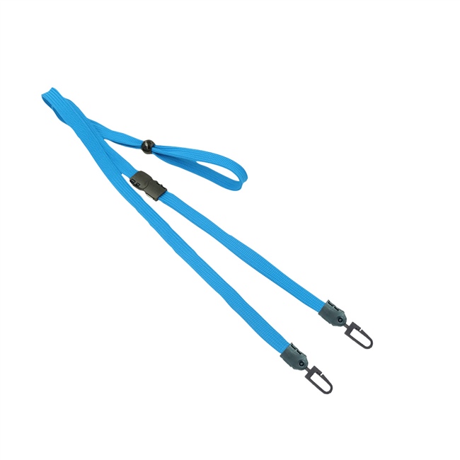  3/8 inch Breakaway lanyard with 2 plastic hooks and adjustable bead for maskblankLNB32MBBLU 