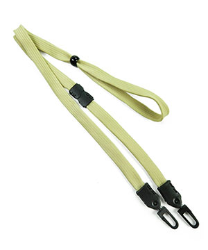  3/8 inch Light gold breakaway lanyard with 2 plastic hooks and adjustable bead for maskblankLNB32MBLGD 