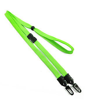  3/8 inch Lime green breakaway lanyard with 2 plastic hooks and adjustable bead for maskblankLNB32MBLMG 