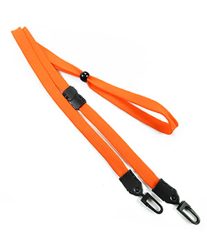  3/8 inch Neon orange breakaway lanyard with 2 plastic hooks and adjustable bead for maskblankLNB32MBNOG 
