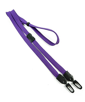  3/8 inch Purple mask lanyard with breakaway and double hook and adjustable bead-blank-LNB32MBPRP 