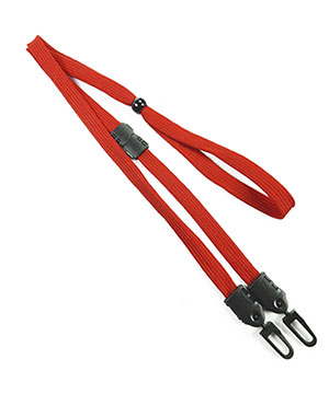  3/8 inch Red breakaway lanyard with 2 plastic hooks and adjustable bead for maskblankLNB32MBRED 