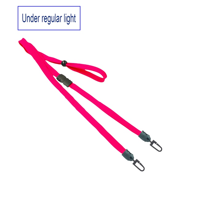  3/8 inch Hot pink  blacklight lanyard with breakaway and double hook and adjustable bead-blank-LNB32MBHPK 