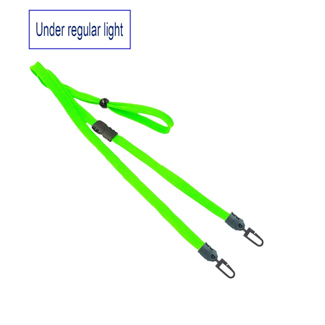  3/8 inch Lime green  blacklight lanyard with breakaway and double hook and adjustable bead-blank-LNB32MBLMG 