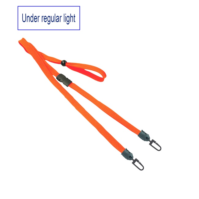  3/8 inch Neon orange  blacklight lanyard with breakaway and double hook and adjustable bead-blank-LNB32MBNOG 