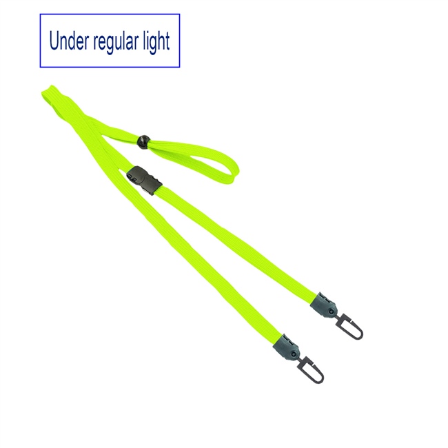  3/8 inch Neon yellow  blacklight lanyard with breakaway and double hook and adjustable bead-blank-LNB32MBNYW 
