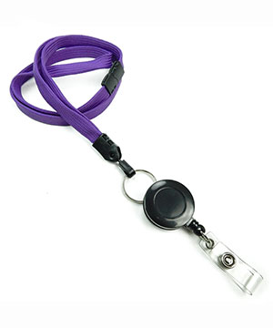  3/8 inch Purple breakaway lanyard attached key ring with ID badge reelblankLNB32RBPRP 