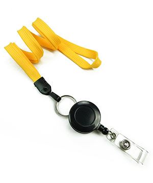  3/8 inch Dandelion retractable ID lanyard attached split ring with ID badge reelblankLNB32RNDDL 