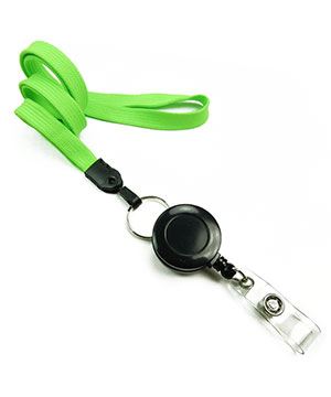  3/8 inch Lime green retractable ID lanyard attached split ring with ID badge reelblankLNB32RNLMG 