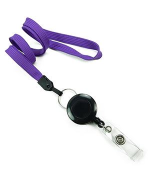  3/8 inch Purple retractable ID lanyard attached split ring with ID badge reelblankLNB32RNPRP 
