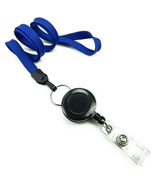 3/8 inch Royal blue retractable ID lanyard attached split ring with ID badge reelblankLNB32RNRBL 