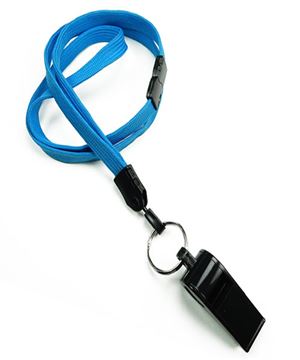  3/8 inch Blue breakaway lanyard attached split ring with whistleblankLNB32WBBLU 
