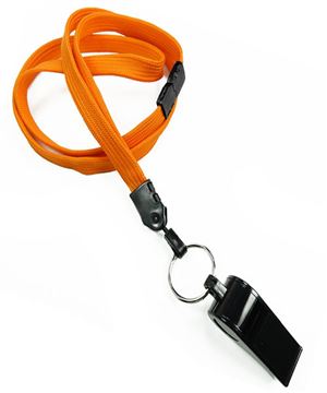  3/8 inch Carrot orange breakaway lanyard attached split ring with whistleblankLNB32WBCOG
