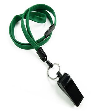  3/8 inch Green breakaway lanyard attached split ring with whistleblankLNB32WBGRN 