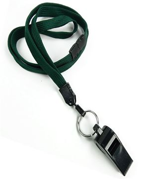  3/8 inch Hunter green whistle lanyard attached safety breakaway-blank-LNB32WBHGN 