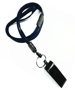  3/8 inch Navy blue whistle lanyard attached safety breakaway-blank-LNB32WBNBL 