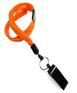  3/8 inch Orange breakaway lanyard attached split ring with whistleblankLNB32WBORG 