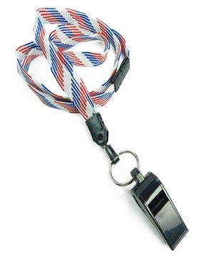  3/8 inch Patriotic pattern whistle lanyard attached safety breakaway-blank-LNB32WBRBW