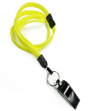  3/8 inch Yellow breakaway lanyard attached split ring with whistleblankLNB32WBYLW 