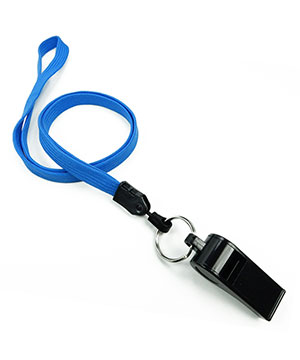  3/8 inch Blue neck lanyard attached keyring with plastic whistleblankLNB32WNBLU 