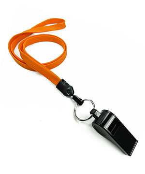  3/8 inch Carrot orange neck lanyard attached keyring with plastic whistleblankLNB32WNCOG