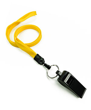 3/8 inch Yellow Whistle Lanyard with Key Ring and whistle-blank-LNB32WNYLW