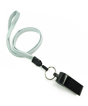  3/8 inch Gray neck lanyard attached keyring with plastic whistleblankLNB32WNGRY 
