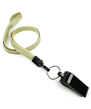  3/8 inch Light gold neck lanyard attached keyring with plastic whistleblankLNB32WNLGD 