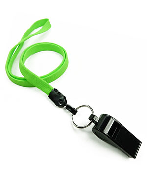  3/8 inch Lime green neck lanyard attached keyring with plastic whistleblankLNB32WNLMG 