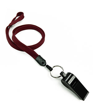  3/8 inch Maroon neck lanyard attached keyring with plastic whistleblankLNB32WNMRN 