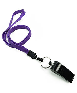  3/8 inch Purple neck lanyard attached keyring with plastic whistleblankLNB32WNPRP 