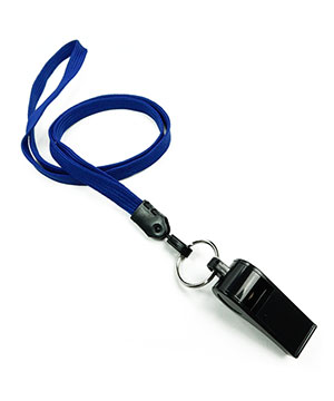  3/8 inch Royal blue neck lanyard attached keyring with plastic whistleblankLNB32WNRBL 