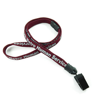  3/8 inch Custom lanyards attached safety breakaway and plastic clip-Screen Printing-LNP0302B 