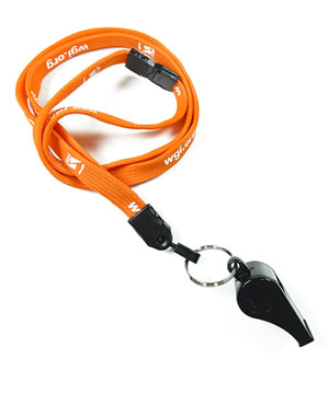  3/8 inch Custom breakaway lanyard attached keyring with plastic whistle-Screen Printing-LNP0305B 