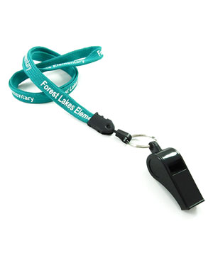  3/8 inch Custom whistle lanyard attached keyring with a plastic whistle-Screen Printing-LNP0305N 
