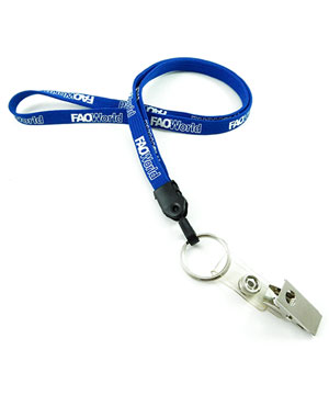  3/8 inch Custom ID lanyard attached metal keyring with a ID strap clip-Screen Printing-LNP0307N 