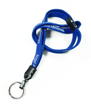  3/8 inch Custom lanyards with safety breakaway and rotating key ring-Screen Printing-LNP030AB 