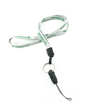  3/8 inch Custom device lanyard attached keyring with a quick release strap connector-Screen Printing-LNP0314N 