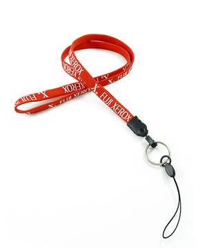  3/8 inch Custom device lanyards attached keychain ring with loop strap connector-Screen Printing-LNP0318N 