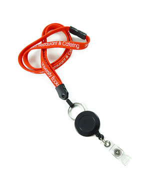  3/8 inch Custom retractable lanyard attached safety breakaway and split ring with a badge reel-Screen Printing-LNP03R1B 