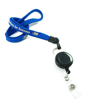  3/8 inch Custom lanyards with rotating key ring and retractable ID reel-Screen Printing-LNP03R1N 